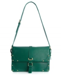 A go-anywhere shoulder bag ideal for both day and night. This sleek design features shiny hardware, subtle studded detailing and a classic flap design that perfectly pairs with any ensemble. A go-anywhere shoulder bag ideal for both day and night. This sleek design features shiny hardware, subtle studded detailing and a classic flap design that perfectly pairs with any ensemble.