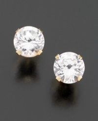 Step into the spotlight. Round-cut cubic zirconia is set in 14k gold (3-1/2 ct. t.w.). Step into the spotlight. Round-cut cubic zirconia is set in 14k gold (3-1/2 ct. t.w.).