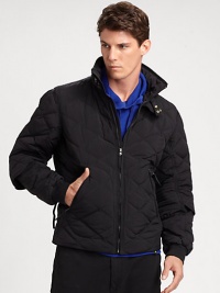 This warm quilted jacket is expertly crafted from durable nylon with a stowable hood to help you weather all weather.Zip frontStand collarSide zip pocketsAbout 24 from shoulder to hemNylonFill: 80% down/20% other feathersMachine washImported This warm quilted jacket is expertly crafted from durable nylon with a stowable hood to help you weather all weather.Zip frontStand collarSide zip pocketsAbout 24 from shoulder to hemNylonFill: 80% down/20% other feathersMachine washImported