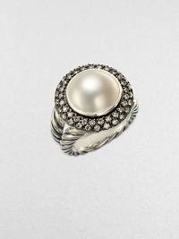 From the Moonlight Ice Collection. A stunning mabe pearl sits center of two rows of sparkling diamonds in blackened sterling silver. White cultured freshwater mabe pearlDiamonds, .75 tcwBlackened sterling silverWidth, about ½Imported From the Moonlight Ice Collection. A stunning mabe pearl sits center of two rows of sparkling diamonds in blackened sterling silver. White cultured freshwater mabe pearlDiamonds, .75 tcwBlackened sterling silverWidth, about ½Imported