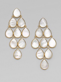 From the Polished Rock Candy Collection. This beautiful design features a cascade of shimmery mother-of-pearl cabochons set in radiant 18k gold. Mother-of-pearl18k goldDrop, about 2½Post backImported 