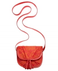 Amp up your everyday look with a pretty pop of color, like with this cute crossbody from Teen Vogue. Flirty tassels and floral pattern adorn the outside, while the interior offers plenty of room for phone, wallet and makeup case. Amp up your everyday look with a pretty pop of color, like with this cute crossbody from Teen Vogue. Flirty tassels and floral pattern adorn the outside, while the interior offers plenty of room for phone, wallet and makeup case.