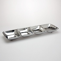 Use these metal multi-functional serving pieces for snacks and condiments. Use these metal multi-functional serving pieces for snacks and condiments.