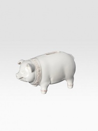 A handcrafted piggy bank recalls charming childhoods with an adorable design and rich detail. An instant heirloom piece for children and new parents alike. 7W X 4H Imported Juliska will donate $8 for each charity pig sold to Save the Children, benefiting children in need in the U.S. and around the world. A handcrafted piggy bank recalls charming childhoods with an adorable design and rich detail. An instant heirloom piece for children and new parents alike. 7W X 4H Imported Juliska will donate $8 for each charity pig sold to Save the Children, benefiting children in need in the U.S. and around the world.