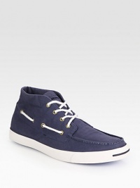 Lace closure and detail along the sides add boat shoe vibes to this comfortable canvas design. Padded insoleRubber soleImported Lace closure and detail along the sides add boat shoe vibes to this comfortable canvas design. Padded insoleRubber soleImported