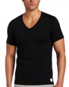 ck one Men's Micro Short Sleeve V-Neck Shirt, Black, Large