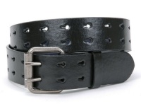 Snap On Two Row Cut-out Holes Leather Belt Snap On Two Row Cut-out Holes Leather Belt