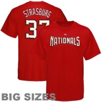 MLB Majestic Washington Nationals #37 Stephen Strasburg Red Player Big Sizes T-Shirt MLB Majestic Washington Nationals #37 Stephen Strasburg Red Player Big Sizes T-Shirt