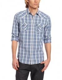 Scotch & Soda Men's Plaid Long Sleeve Snap Woven