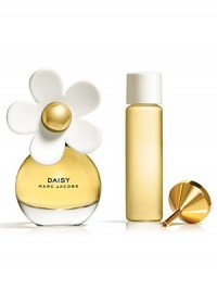 A sparkling floral fragrance that is original and playful, flirtatious with a sweet innocence. For the free-spirited woman who is young at heart, edgy and full of color. The Daisy purse spray is great for travel. The bottle is topped with a single vinyl petal that bends to the touch. Includes: Golden funnel Pure Perfume Daisy Purse Spray bottle, 0.68 oz. Refill, 0.5 oz. A sparkling floral fragrance that is original and playful, flirtatious with a sweet innocence. For the free-spirited woman who is young at heart, edgy and full of color. The Daisy purse spray is great for travel. The bottle is topped with a single vinyl petal that bends to the touch. Includes: Golden funnel Pure Perfume Daisy Purse Spray bottle, 0.68 oz. Refill, 0.5 oz.