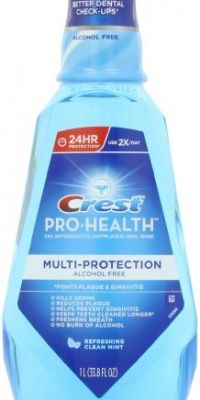 Crest Pro-health Multi-Protection Alcohol Free, Clean Mint/Clear Mint (Package may vary), 1-liter Bottles (Pack of 3)