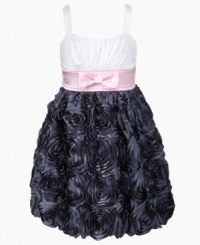 Textured with striking rosette details, this Ruby Rox dress impresses with both subtle sophistication and one-of-a-kind flair. Just unique enough for your discerning fashionista to be. Textured with striking rosette details, this Ruby Rox dress impresses with both subtle sophistication and one-of-a-kind flair. Just unique enough for your discerning fashionista to be.