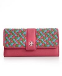 Used as a clutch or wallet, this easily portable design from Giani Bernini will keep your style and day on track. With a fun woven flap and plenty of organization inside, you'll wonder how you ever lived without it. Used as a clutch or wallet, this easily portable design from Giani Bernini will keep your style and day on track. With a fun woven flap and plenty of organization inside, you'll wonder how you ever lived without it.