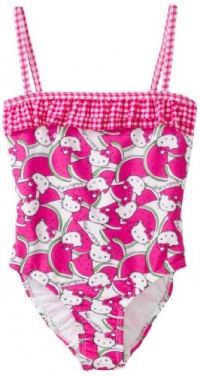 Hello Kitty Girls 2-6X Little Girls Picnic Party One Piece Swimsuit, Pink, 4 Hello Kitty Girls 2-6X Little Girls Picnic Party One Piece Swimsuit, Pink, 4