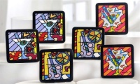 New Romero Britto Coasters Cocktail Martini Set of 6 Beer Drinks Party Gift Home New Romero Britto Coasters Cocktail Martini Set of 6 Beer Drinks Party Gift Home