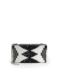 THE LOOKRemovable shoulder chainRectangular shapeEncrusted with multicolor Austrian crystals in an ikat patternPush-lock clasp closureInside logo detailTHE MEASUREMENTRemovable shoulder chain, 9 drop6½W X 3½H X 1½DTHE MATERIALAustrian crystalsMetal boxMetallic leather liningORIGINImported THE LOOKRemovable shoulder chainRectangular shapeEncrusted with multicolor Austrian crystals in an ikat patternPush-lock clasp closureInside logo detailTHE MEASUREMENTRemovable shoulder chain, 9 drop6½W X 3½H X 1½DTHE MATERIALAustrian crystalsMetal boxMetallic leather liningORIGINImported