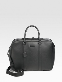 A sophisticated case crafted in granulated leather with iconic check lining and straps inside to hold all of your belongings in place. Zip closure with lock Top handles Adjustable, detachable shoulder strap Interior zip, slip pockets Fully lined 18W X 13H X 6D Made in Italy A sophisticated case crafted in granulated leather with iconic check lining and straps inside to hold all of your belongings in place. Zip closure with lock Top handles Adjustable, detachable shoulder strap Interior zip, slip pockets Fully lined 18W X 13H X 6D Made in Italy