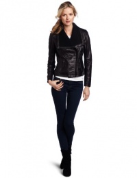 MICHAEL Michae Kors Women's Asymetrical Leather Jacket, Black, X-Large MICHAEL Michae Kors Women's Asymetrical Leather Jacket, Black, X-Large