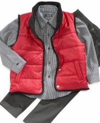Make outdoor trips better with the adorable style of this cool set from Kenneth Cole, with a button-front shirt, puffer vest and pants. Make outdoor trips better with the adorable style of this cool set from Kenneth Cole, with a button-front shirt, puffer vest and pants.
