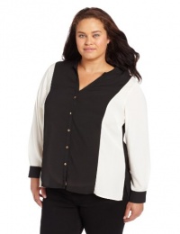 Calvin Klein Women's Plus-Size Colorblocked Crew Neck Top Calvin Klein Women's Plus-Size Colorblocked Crew Neck Top