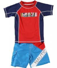 Nautica Boys 2-7 Swim Baseball T-Shirt And Trunk Set With Rash Guard,Sport Navy,3