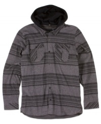A removable hood takes this O'Neill flannel from sporty to spiffy. A removable hood takes this O'Neill flannel from sporty to spiffy.