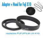 EzFoto 52mm Filter Adapter + Lens Hood for Fuji X10, with a free lens cap