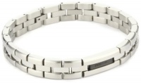 Breil Jewelry Manta Men's Thin Satin Silver Tone Black IP Link Bracelet Breil Jewelry Manta Men's Thin Satin Silver Tone Black IP Link Bracelet