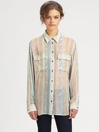 Equipment Signature Blouse in Rainbow Python Stripe (S) Equipment Signature Blouse in Rainbow Python Stripe (S)