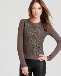 A touch of lace gives this cashmere and cotton Burberry London sweater a sense of elegance, perfecting your feminine style for the new season. A touch of lace gives this cashmere and cotton Burberry London sweater a sense of elegance, perfecting your feminine style for the new season.