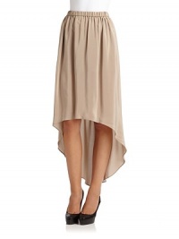 THE LOOKElastic waistGentle draping throughoutHi-lo hemTHE FITAbout 40 from waist to hemTHE MATERIALSilkCARE & ORIGINDry cleanImportedModel shown is 5'11 (180cm) wearing US size 4. THE LOOKElastic waistGentle draping throughoutHi-lo hemTHE FITAbout 40 from waist to hemTHE MATERIALSilkCARE & ORIGINDry cleanImportedModel shown is 5'11 (180cm) wearing US size 4.