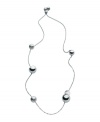 A truly versatile piece, Breil's unique, adjustable necklace provides endless design options. Polished and satin spheres crafted from stainless steel and a white natural stone can be moved to create a variety of different styles. Go for an elegant lariat necklace, a chic station necklace, or a trendier layered look. The choice is yours! Approximate length: 30 inches.