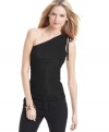 In a modern one-shoulder style, this MICHAEL Michael Kors top will spice up your spring wardrobe!