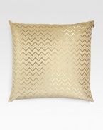 A stunning touch for any room, any home, any time in an intricate array of gold-tinged metallic chevrons. 24 square60% cotton/40% polyesterDry cleanMade in Italy