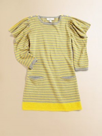Chic puffed shoulders adorn this bright knit dress, complete with patch pockets and contrasting shoulder buttons.CrewneckLong puffed sleevesShoulder buttonsRib-knit crewneck, cuffs and hemTwo front patch pockets55% linen/45% cottonMachine washImported Chic puffed shoulders adorn this bright knit dress, complete with patch pockets and contrasting shoulder buttons.CrewneckLong puffed sleevesShoulder buttonsRib-knit crewneck, cuffs and hemTwo front patch pockets55% linen/45% cottonMachine washImported