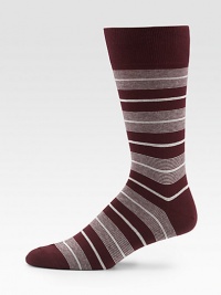 EXCLUSIVELY OURS. Spruce up your suiting attire with these sharply striped, cotton blend socks for an instant dapper look.Mid-calf height80% cotton/20% nylonMachine washMade in Italy EXCLUSIVELY OURS. Spruce up your suiting attire with these sharply striped, cotton blend socks for an instant dapper look.Mid-calf height80% cotton/20% nylonMachine washMade in Italy