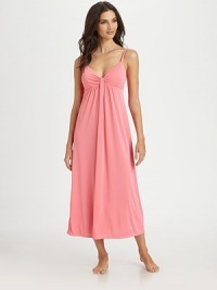 Look like a goddess in this romantic gown with elegant draping and supportive fit. Sweetheart neckline with center ruchingThin adjustable spaghetti strapsEmpire waistFront ruching for added drapeAbout 46 from natural waistPolyesterMachine wash Look like a goddess in this romantic gown with elegant draping and supportive fit. Sweetheart neckline with center ruchingThin adjustable spaghetti strapsEmpire waistFront ruching for added drapeAbout 46 from natural waistPolyesterMachine wash