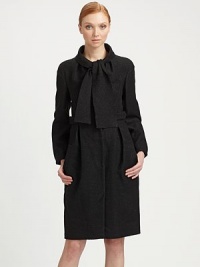 THE LOOKOversized tie-neck collar with raw edgesPrincess seamsLong sleevesDual besom pocketsPleated detailing at waistTHE FITAbout 38 from shoulder to hemTHE MATERIAL45% acrylic/31% acetate/20% wool/4% other fibersFully linedCARE & ORIGINDry cleanMade in ItalyModel shown is 5'10 (177cm) wearing US size 4. THE LOOKOversized tie-neck collar with raw edgesPrincess seamsLong sleevesDual besom pocketsPleated detailing at waistTHE FITAbout 38 from shoulder to hemTHE MATERIAL45% acrylic/31% acetate/20% wool/4% other fibersFully linedCARE & ORIGINDry cleanMade in ItalyModel shown is 5'10 (177cm) wearing US size 4.