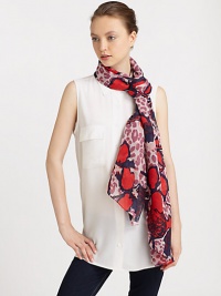 A floral and animal print style in lightweight wool. WoolAbout 80 X 28Dry cleanImported A floral and animal print style in lightweight wool. WoolAbout 80 X 28Dry cleanImported