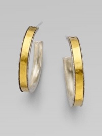 From the Lancelot Collection. A beautiful design with a 24k gold inlay set in white and dark sterling silver. White and dark sterling silver24k goldLength, about 1Post backImported From the Lancelot Collection. A beautiful design with a 24k gold inlay set in white and dark sterling silver. White and dark sterling silver24k goldLength, about 1Post backImported