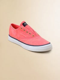 The Sperry Topsider gets an update in a laceless slip-on style with grommets in a bold new hue.Laceless with side goresCanvas upperRubber solePadded insoleImported Please note: Number of grommets may vary depending on size ordered. The Sperry Topsider gets an update in a laceless slip-on style with grommets in a bold new hue.Laceless with side goresCanvas upperRubber solePadded insoleImported Please note: Number of grommets may vary depending on size ordered.