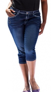 Jeans Colony Women's Junior Plus Size Denim Capris JC1007PC DARK BLUE Jeans Colony Women's Junior Plus Size Denim Capris JC1007PC DARK BLUE