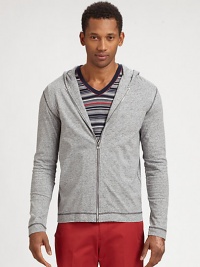 EXCLUSIVELY OURS. An essential layering piece on cool, breezy days and active weekends, pair this lightweight cotton knit with your favorite tee and and casual trouser.Zip frontAttached hoodCottonMachine washImported EXCLUSIVELY OURS. An essential layering piece on cool, breezy days and active weekends, pair this lightweight cotton knit with your favorite tee and and casual trouser.Zip frontAttached hoodCottonMachine washImported