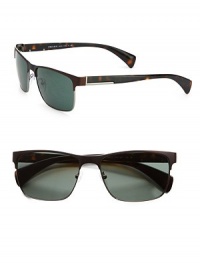Elegant, two-tone design crafted in lightweight metal. Available in brown demi shiny/gunmetal frames with green lenses.Metal100% UV ProtectionMade in Italy Elegant, two-tone design crafted in lightweight metal. Available in brown demi shiny/gunmetal frames with green lenses.Metal100% UV ProtectionMade in Italy