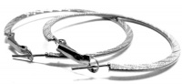 2 Inch Flat Diamond Cut Hoop Earrings, Silver Tone Omega Leverback Closures 2 Inch Flat Diamond Cut Hoop Earrings, Silver Tone Omega Leverback Closures