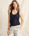 A classic tank top with racerback straps lends a sporty look to skirts and shorts, from Tommy Hilfiger.