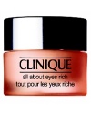 Moisture-rich cream. Diminishes the look of undereye circles, shadows, puffs and fine linesimmediately and over time. Calms, nourishes. Moisture-rich formula diminishes the look of undereye circles, shadows, puffs and fine linesimmediately and over time. Helps boost natural collagen production. De-puffs with calming botanicals. Even strengthens skins moisture barrier against common irritants.