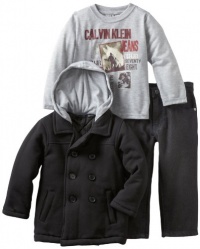 Calvin Klein Boys 2-7 Tee And Jean Fleece Peacoat, Black, 3T Calvin Klein Boys 2-7 Tee And Jean Fleece Peacoat, Black, 3T