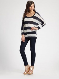 Boldly striped scoopneck with dropped shoulders, dolman sleeves and a length that hits below the hips. ScoopneckDropped shouldersLong dolman sleevesViscoseMachine washMade in USAModel shown is 5'9½ (176cm) wearing US size Small. Boldly striped scoopneck with dropped shoulders, dolman sleeves and a length that hits below the hips. ScoopneckDropped shouldersLong dolman sleevesViscoseMachine washMade in USAModel shown is 5'9½ (176cm) wearing US size Small.