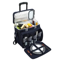 Picnic at Ascot Bold Picnic Cooler For 4 with Removable Wheeled Cart, Navy Picnic at Ascot Bold Picnic Cooler For 4 with Removable Wheeled Cart, Navy